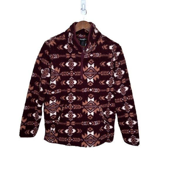 Wrangler Women’s Retro Southwestern Print Fleece Quarter Zip Sweater - Picture 5 of 14